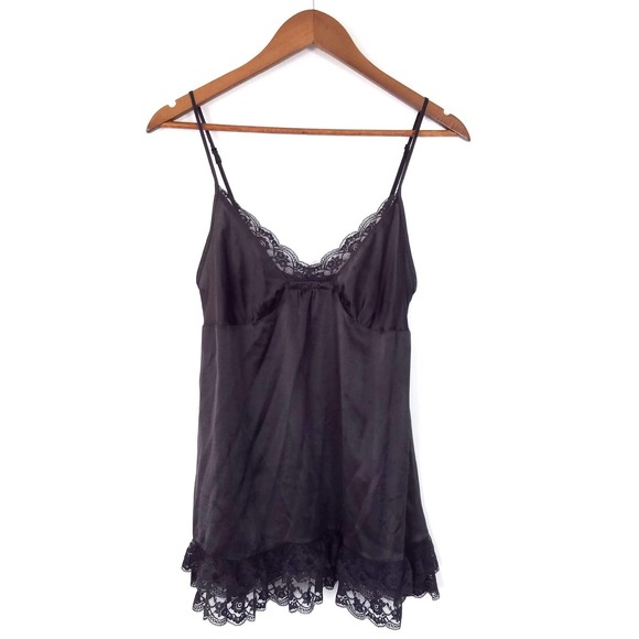 Vintage Victoria's Secret Silk Lace Trim Babydoll Tank or Short Negligee Small - Picture 5 of 6